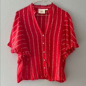 Maeve by Anthropologie Red Striped Women Top